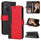 For OPPO Realme 9i/A36 4G/A76 4G Overseas Version Stitching-Color PU Leather Phone Case(Red) - 1