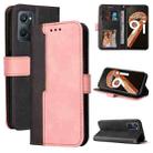 For OPPO Realme 9i/A36 4G/A76 4G Overseas Version Stitching-Color PU Leather Phone Case(Pink) - 1