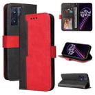 For OPPO Realme 9 Pro+ Stitching-Color PU Leather Phone Case(Red) - 1