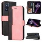 For OPPO Realme 9 Pro+ Stitching-Color PU Leather Phone Case(Pink) - 1