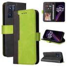 For OPPO Realme 9 Pro+ Stitching-Color PU Leather Phone Case(Green) - 1