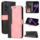 For OPPO Realme 9 Pro / V25 Stitching-Color PU Leather Phone Case(Pink) - 1