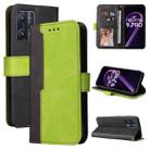 For OPPO Realme 9 Pro / V25 Stitching-Color PU Leather Phone Case(Green) - 1