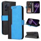 For OPPO Realme 9 Pro / V25 Stitching-Color PU Leather Phone Case(Blue) - 1