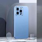 For iPhone 13 Pro Metal Lens Liquid Silicone Phone Case (Blue) - 1