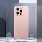 For iPhone 13 Pro Max Metal Lens Liquid Silicone Phone Case (Pink) - 1