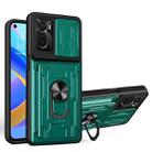For OPPO Realme 9i / A36 / A76 Sliding Camshield Card Phone Case(Dark Green) - 1