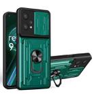 For OPPO Realme 9 Pro Sliding Camshield Card Phone Case(Dark Green) - 1