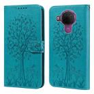 For Nokia 3.4 / 5.4 Tree & Deer Pattern Pressed Flip Leather Phone Case(Blue) - 1