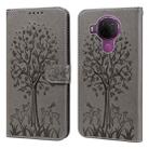 For Nokia 3.4 / 5.4 Tree & Deer Pattern Pressed Flip Leather Phone Case(Grey) - 1