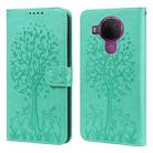 For Nokia 3.4 / 5.4 Tree & Deer Pattern Pressed Flip Leather Phone Case(Green) - 1