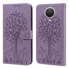 For Nokia G20 / G10 / 6.3 Tree & Deer Pattern Pressed Flip Leather Phone Case(Purple) - 1