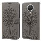 For Nokia G20 / G10 / 6.3 Tree & Deer Pattern Pressed Flip Leather Phone Case(Grey) - 1