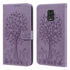 For Xiaomi Redmi Note 10 Lite Tree & Deer Pattern Pressed Flip Leather Phone Case(Purple) - 1