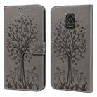 For Xiaomi Redmi Note 10 Lite Tree & Deer Pattern Pressed Flip Leather Phone Case(Grey) - 1