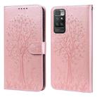 For Xiaomi Redmi 10 Tree & Deer Pattern Pressed Flip Leather Phone Case(Pink) - 1