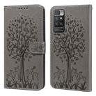 For Xiaomi Redmi 10 Tree & Deer Pattern Pressed Flip Leather Phone Case(Grey) - 1