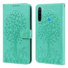 For Xiaomi Redmi Note 8 2021 / Note 8 Tree & Deer Pattern Pressed Flip Leather Phone Case(Green) - 1