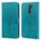 For Xiaomi Redmi 9 / Redmi 10X Tree & Deer Pattern Pressed Flip Leather Phone Case(Blue) - 1