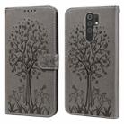 For Xiaomi Redmi 9 / Redmi 10X Tree & Deer Pattern Pressed Flip Leather Phone Case(Grey) - 1