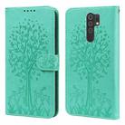 For Xiaomi Redmi 9 / Redmi 10X Tree & Deer Pattern Pressed Flip Leather Phone Case(Green) - 1