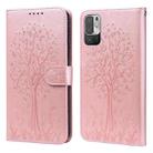 For Xiaomi Redmi Note 10 5G / Poco M3 Pro 5G Tree & Deer Pattern Pressed Flip Leather Phone Case(Pink) - 1