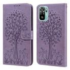 For Xiaomi Redmi Note 10 / Note 10S Tree & Deer Pattern Pressed Flip Leather Phone Case(Purple) - 1
