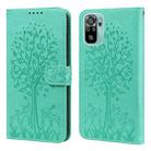 For Xiaomi Redmi Note 10 / Note 10S Tree & Deer Pattern Pressed Flip Leather Phone Case(Green) - 1