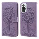 For Xiaomi Redmi Note 10 Pro / Note 10 Pro Max Tree & Deer Pattern Pressed Flip Leather Phone Case(Purple) - 1