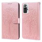 For Xiaomi Redmi Note 10 Pro / Note 10 Pro Max Tree & Deer Pattern Pressed Flip Leather Phone Case(Pink) - 1