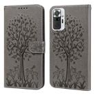 For Xiaomi Redmi Note 10 Pro / Note 10 Pro Max Tree & Deer Pattern Pressed Flip Leather Phone Case(Grey) - 1