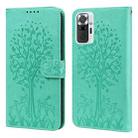 For Xiaomi Redmi Note 10 Pro / Note 10 Pro Max Tree & Deer Pattern Pressed Flip Leather Phone Case(Green) - 1