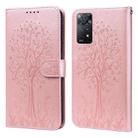 For Xiaomi Redmi Note 11 4G Tree & Deer Pattern Pressed Flip Leather Phone Case(Pink) - 1