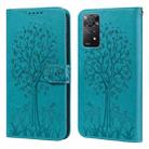 For Xiaomi Redmi Note 11 Pro 4G / 5G Tree & Deer Pattern Pressed Flip Leather Phone Case(Blue) - 1