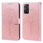 For Xiaomi Redmi Note 11 Pro 4G / 5G Tree & Deer Pattern Pressed Flip Leather Phone Case(Pink) - 1