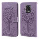 For Xiaomi Redmi Note 9 Pro / Note 9 Pro Max Tree & Deer Pattern Pressed Flip Leather Phone Case(Purple) - 1