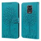 For Xiaomi Redmi Note 9 Pro / Note 9 Pro Max Tree & Deer Pattern Pressed Flip Leather Phone Case(Blue) - 1