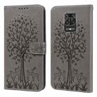 For Xiaomi Redmi Note 9 Pro / Note 9 Pro Max Tree & Deer Pattern Pressed Flip Leather Phone Case(Grey) - 1