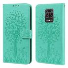 For Xiaomi Redmi Note 9 Pro / Note 9 Pro Max Tree & Deer Pattern Pressed Flip Leather Phone Case(Green) - 1