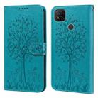 For Xiaomi Poco C3 / Redmi 9C Tree & Deer Pattern Pressed Flip Leather Phone Case(Blue) - 1