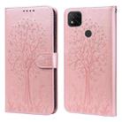 For Xiaomi Poco C3 / Redmi 9C Tree & Deer Pattern Pressed Flip Leather Phone Case(Pink) - 1