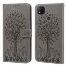 For Xiaomi Poco C3 / Redmi 9C Tree & Deer Pattern Pressed Flip Leather Phone Case(Grey) - 1