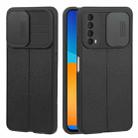 For Huawei Y7a / P Smart 2021 Litchi Texture Sliding Camshield TPU Phone Case(Black) - 1