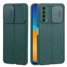 For Huawei Y7a / P Smart 2021 Litchi Texture Sliding Camshield TPU Phone Case(Dark Green) - 1