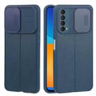 For Huawei Y7a / P Smart 2021 Litchi Texture Sliding Camshield TPU Phone Case(Blue) - 1