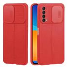 For Huawei Y7a / P Smart 2021 Litchi Texture Sliding Camshield TPU Phone Case(Red) - 1