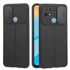 For OPPO A15 / A15s Litchi Texture Sliding Camshield TPU Phone Case(Black) - 1