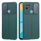 For OPPO A15 / A15s Litchi Texture Sliding Camshield TPU Phone Case(Dark Green) - 1