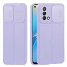 For OPPO A74 4G / F19 Litchi Texture Sliding Camshield TPU Phone Case(Light Purple) - 1