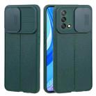 For OPPO A74 4G / F19 Litchi Texture Sliding Camshield TPU Phone Case(Dark Green) - 1